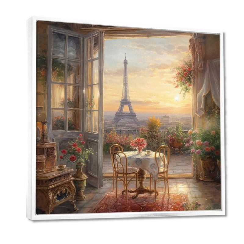 «Beautiful Eiffel Tower In Paris II», reproduction d'art sur toile encadrée Paris, H 30 po x l 30 po, Blanc