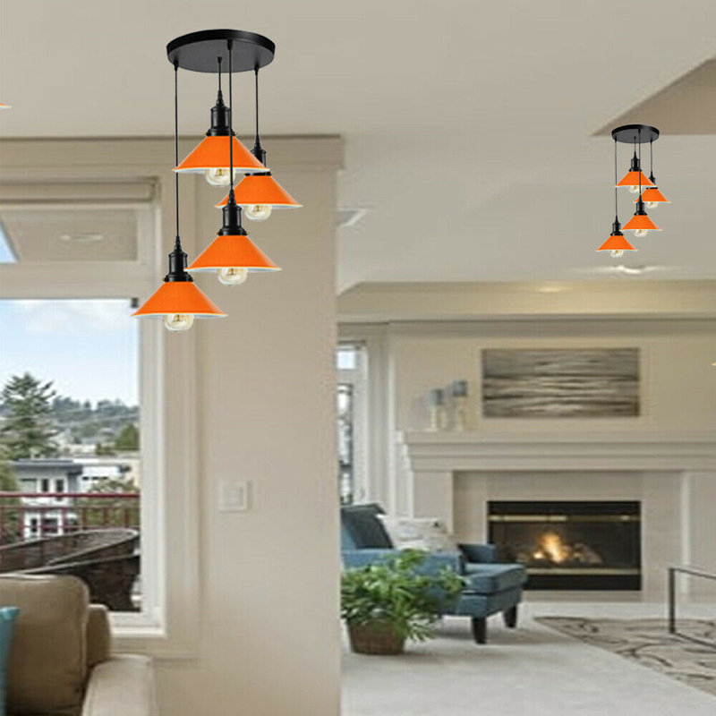 Brecksville 4 - Light Black Cluster Pendant, Orange