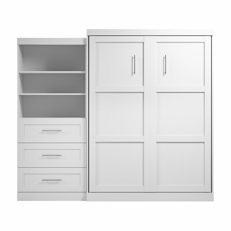 Arlex Storage Murphy Bed, White, Queen