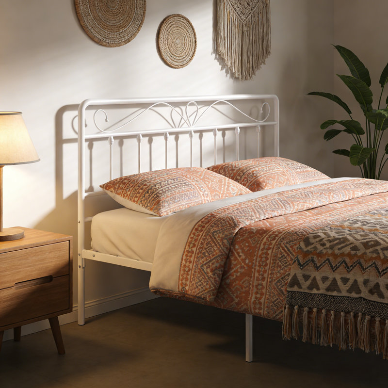 Open-Frame Steel Metal Headboard, Queen , White