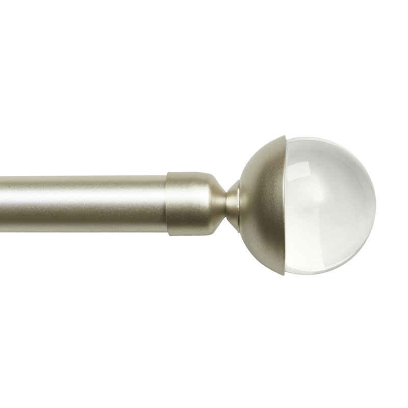 Adjustable Matte Bronze Curtain Rod with Clear Globe Finials