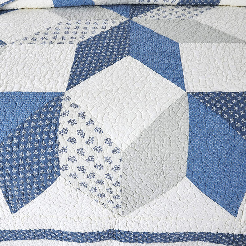 Cotton Patchwork Quilt Set, King Quilt + 2 Shams