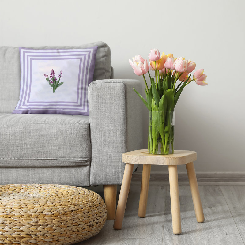 Coussin décoratif à motif de bouquets encadrés PF1627PU33PP2, H 26 po x l 26 po, Carré
