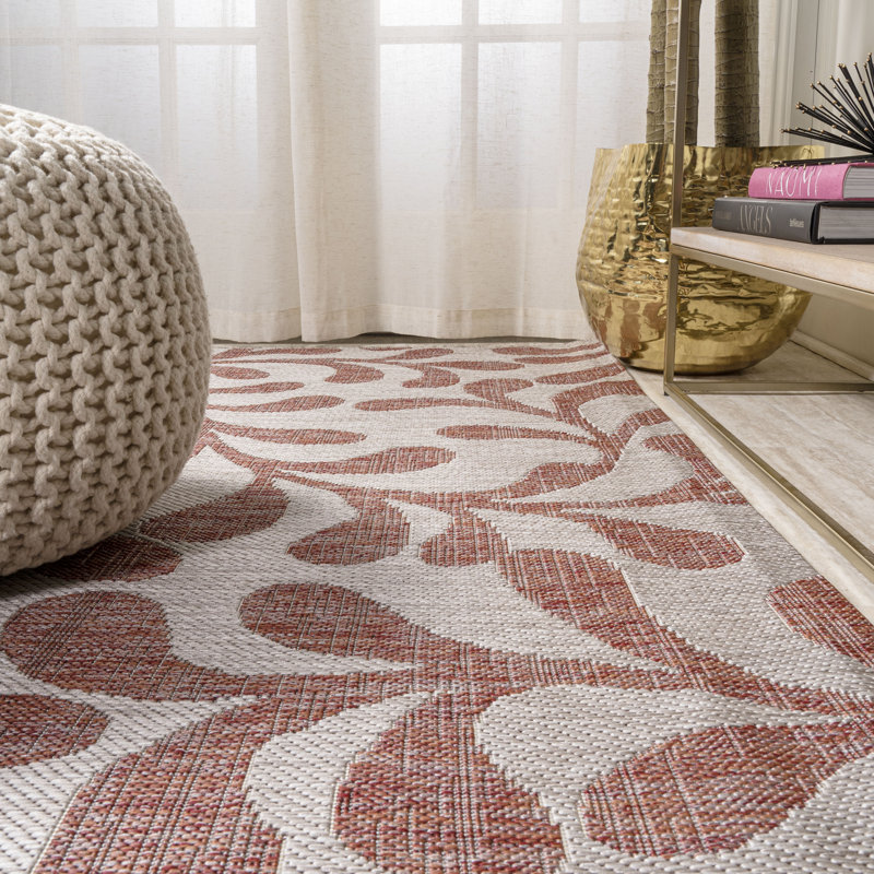 Elsea All Over Indoor/Outdoor Rug, Rectangle 3' x 5', Red/Beige