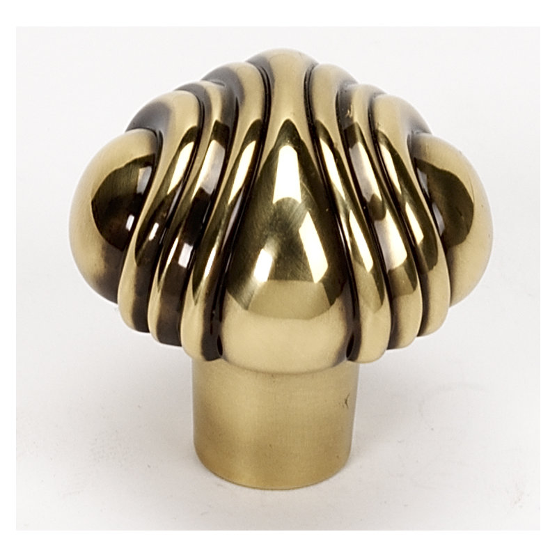 Venetian Novelty Knob, Polished Antique, 1.38" H x 1.5" W x 0.5" D