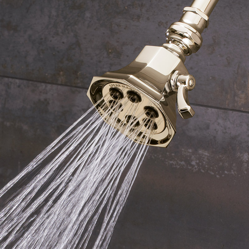 6 Jet Multi Function Adjustable Shower Head, Polished Brass, 2.0 GPM