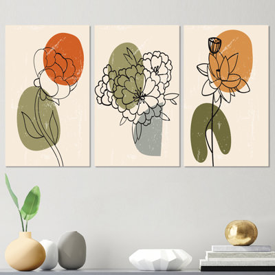 Ensemble de 3 pièces japonaises, "Creative Leaves III" - Art moderne Mid-Century