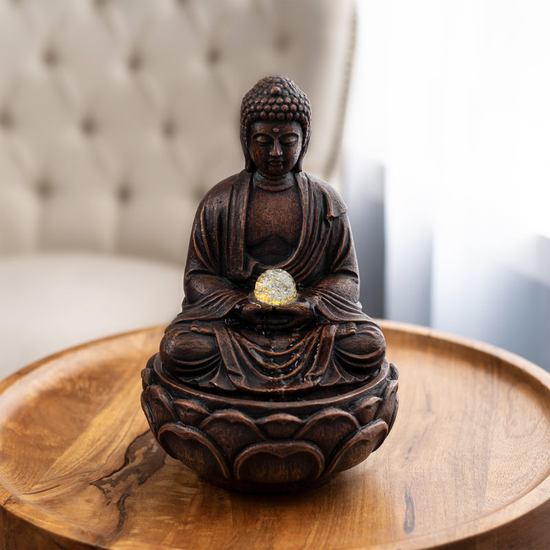 Fontaine de table Bouddha assis avec Ployresin