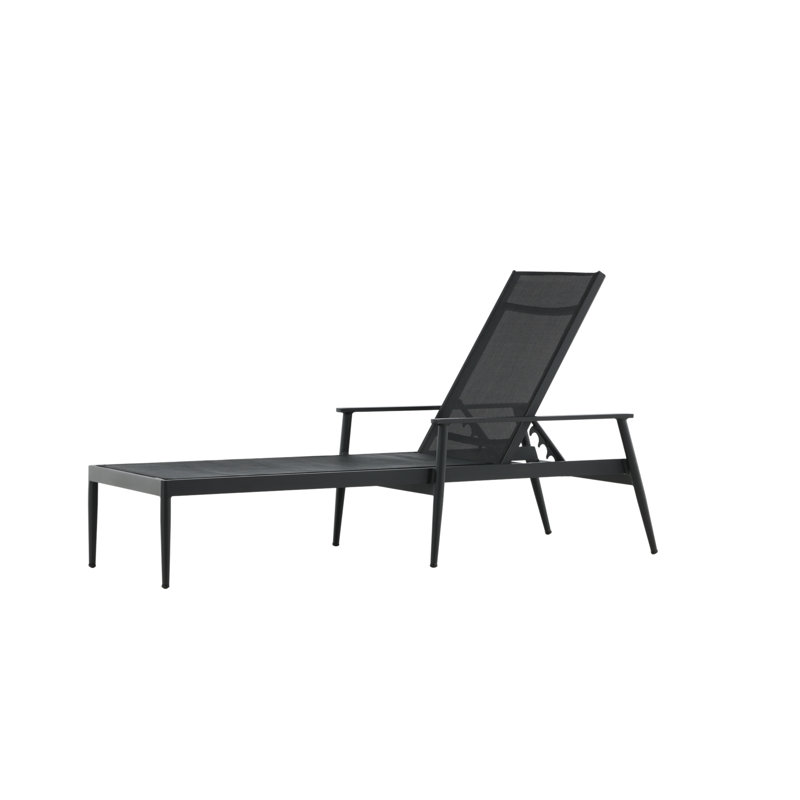 Elmerine 195cm Long Reclining Single Sun Lounger, Black