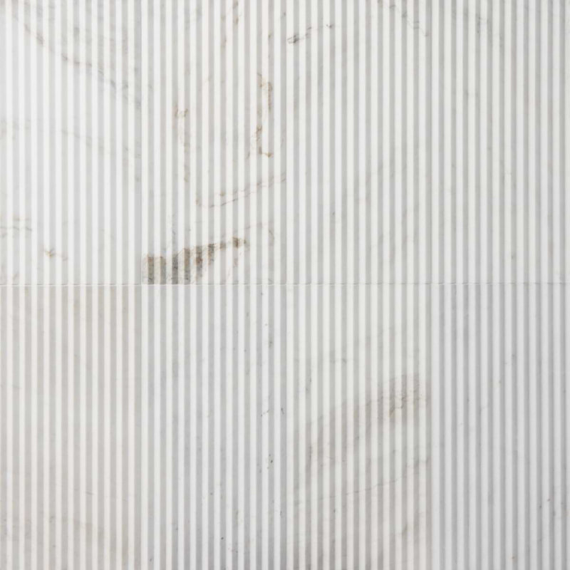 Stonework Alaska White 12x24 Marble Tile, Peak 3D Satin