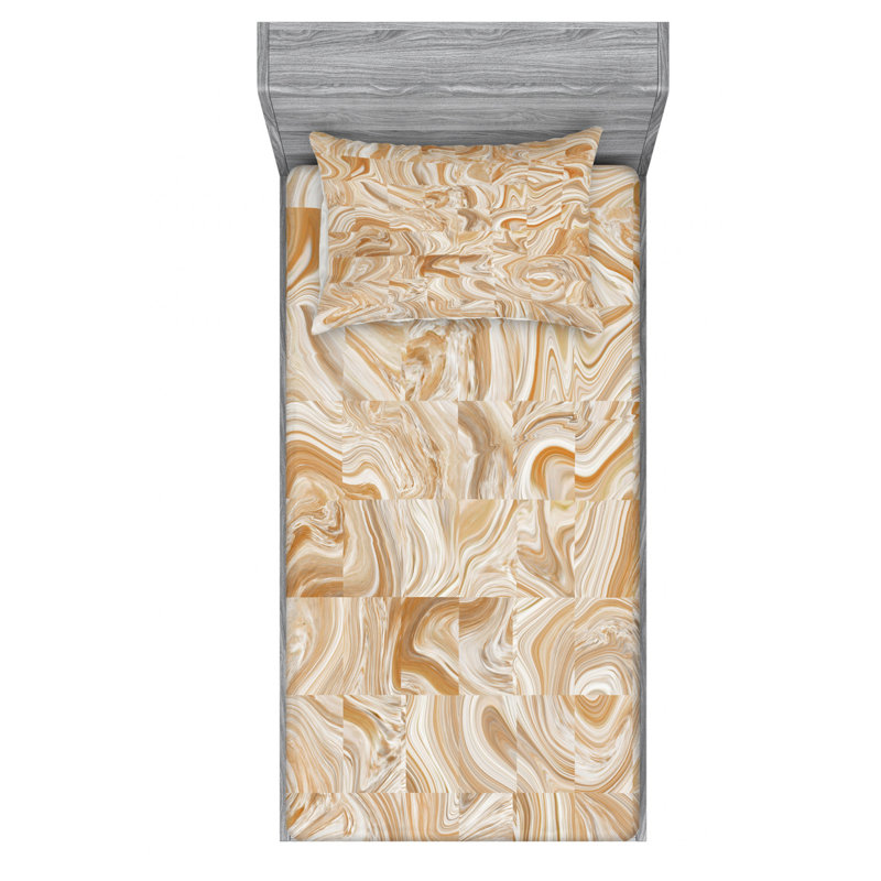Microfiber Abstract Sheet Set, Twin XL Sheet Set with Fitted Sheet