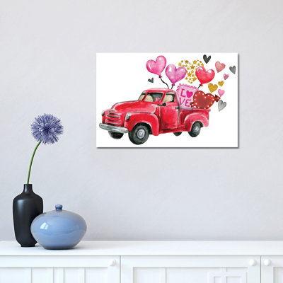 «Valentine's Day Red Truck» par Ephrazy, impression sur toile tendue