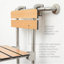 Banc de douche portatif en teck avec barre d'appui 18 po-131438202