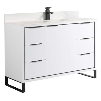 Gerwyn 48'' Single Bathroom Vanity with Stone Top