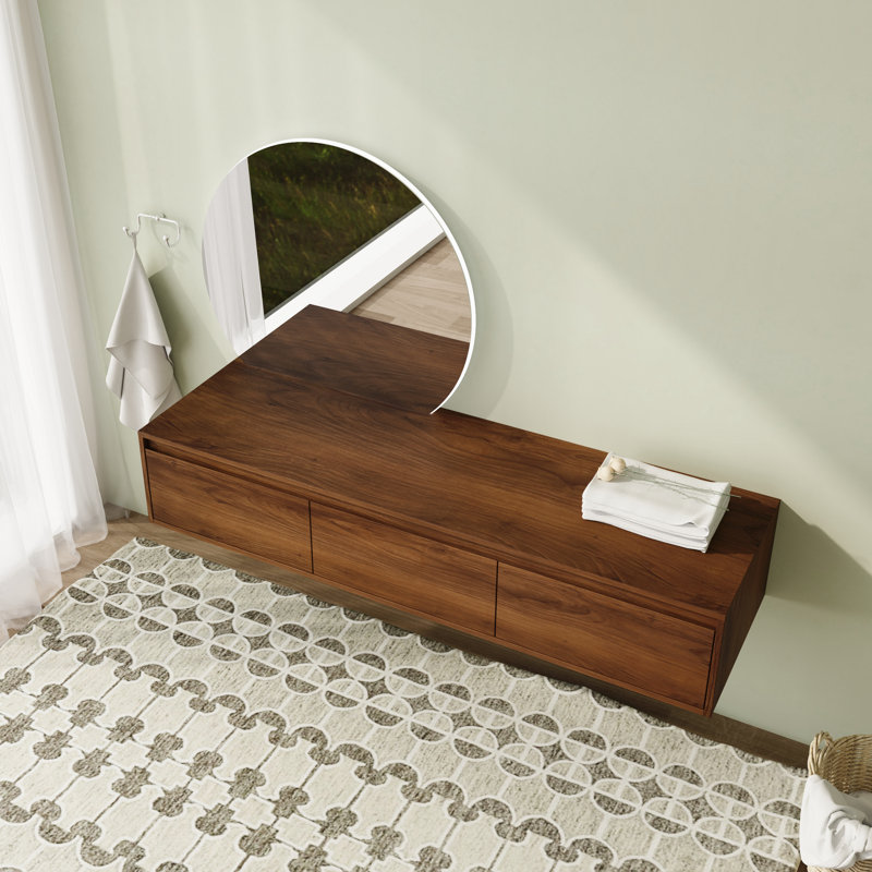 Rangement mural pour salle de bain flottant 60 po avec tiroir à fermeture en douceur 60 po, H 11,07 po x l 60 po x P 18,01 po