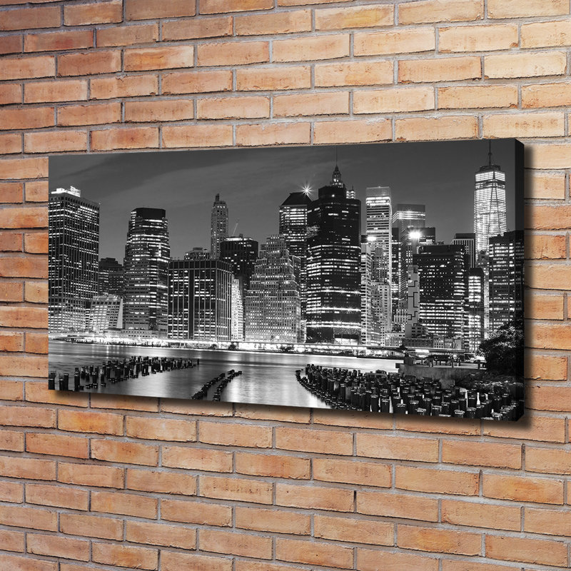 Manhattan By Night - Wrapped Canvas Print