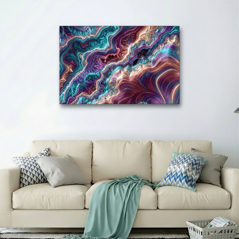 Ensemble de 1 tableau abstrait sur toile « Vagues », 24"H x 36"W, Wrapped Canvas