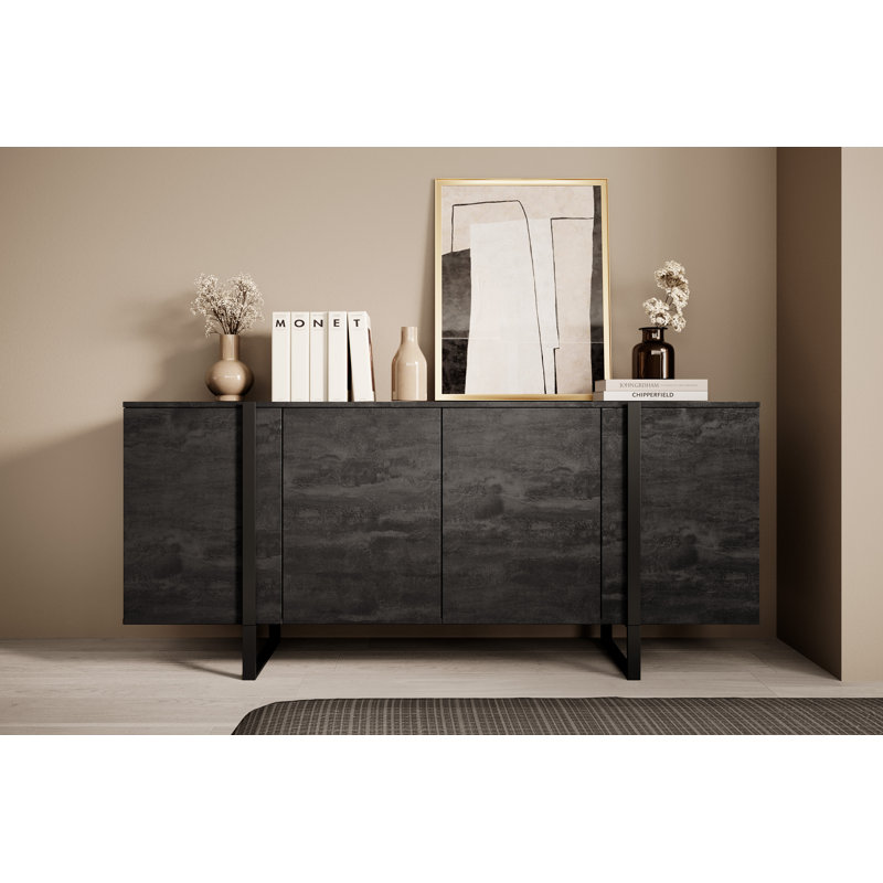 VERICA Sideboard 200 4D, Charcoal/Black