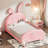 Pink Twin Size Bed With Upholstered Headboard And In-329389618