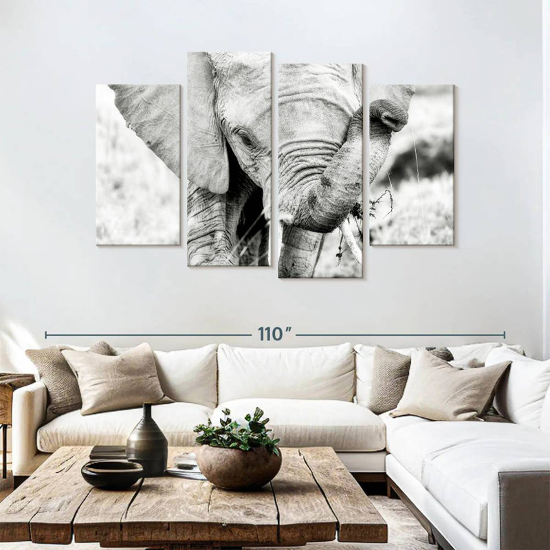 Brampt Kenyan Baby Elephant, 54'' H x 84'' W