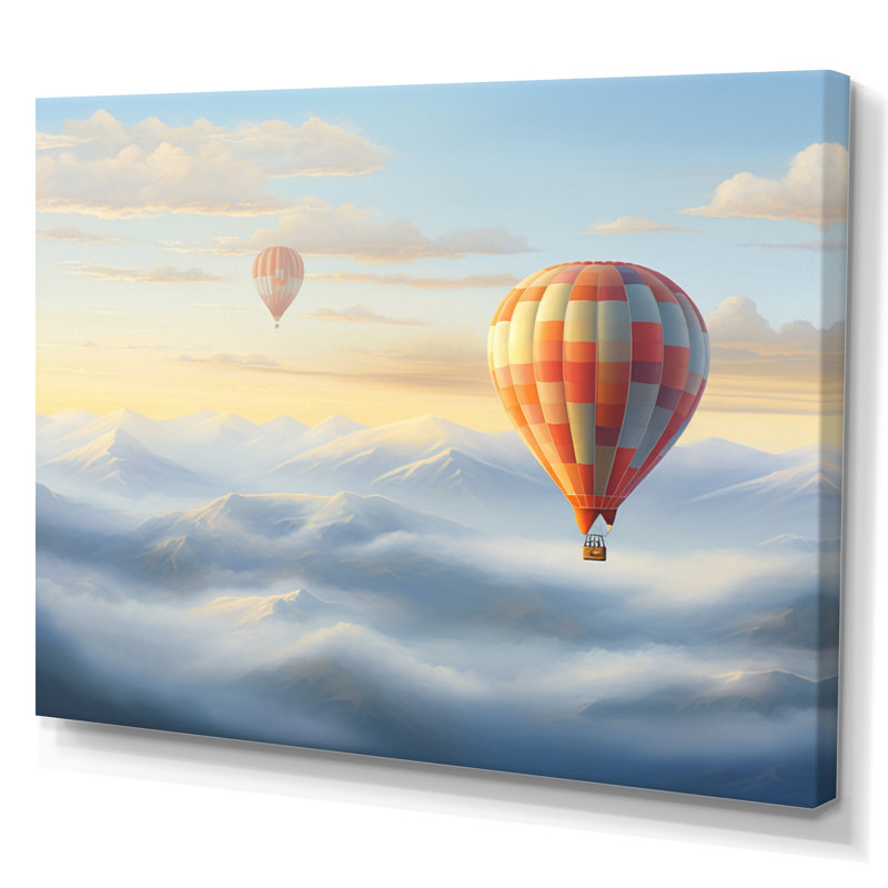 Orange Hot Air Ballon Horizon I - Transportation Canvas Art Print, H 34 po x l 44 po x P 1,5 po, Toile tendue