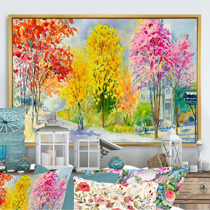 «Path To Four Season Trees», reproduction encadrée sur toile, H 8 po x l 12 po x P 1 po, Cadre flottant doré