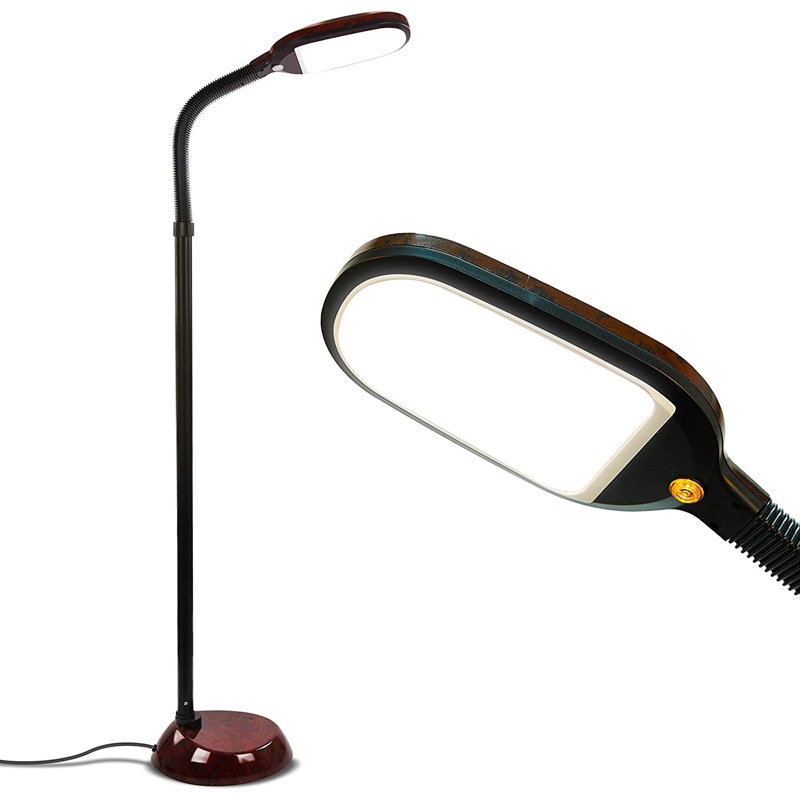 Litespan 53 in. Industrial Dimmable LED Floor Lamp with Height Adjustable Gooseneck Head, Brown
