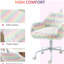 Chaise de bureau en fausse fourrure avec dossier moyen et support d'accoudoirs, base pivotante blanche