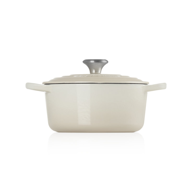 Le Creuset Cast Iron Round Casserole, Meringue, 24cm / 4.2L