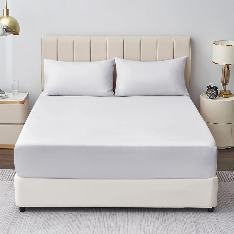 Mieasha Microfiber Plain Weave Fitted Sheet, White, Double (4'6)