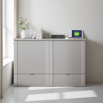 Lit escamotable avec tiroir et un ensemble de prises et ports USB, structure de poulie