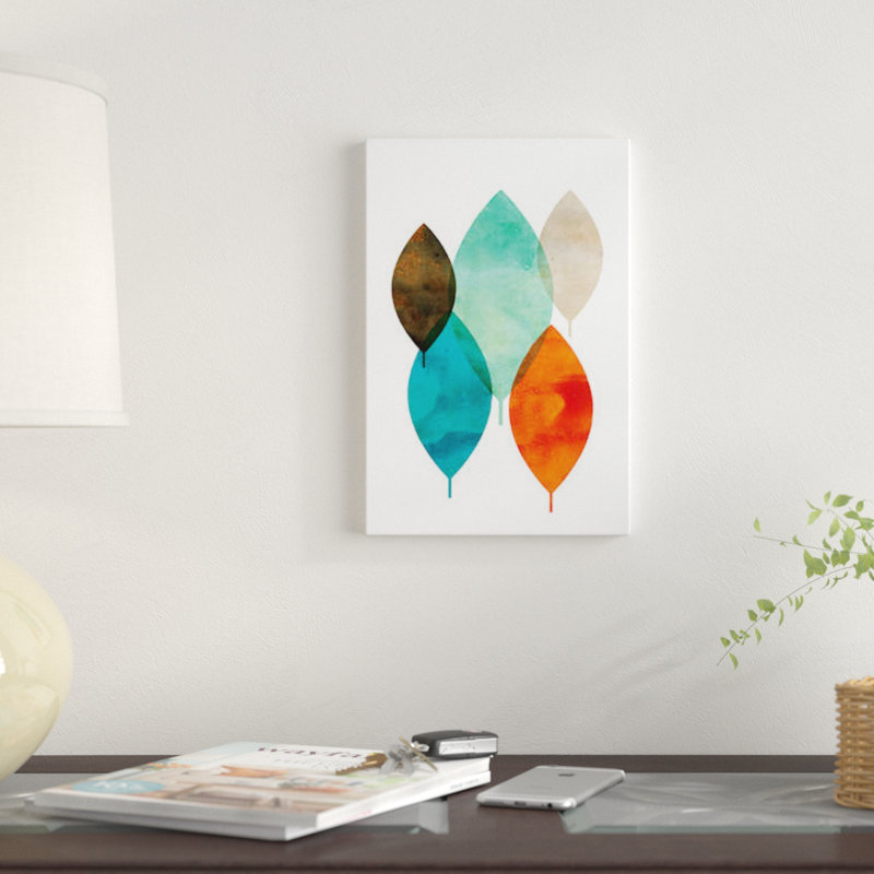 « mod leaves i », impression sur toile, H 18 po x l 12 po x P 1,5 po, Pas de tapis, Toile tendue