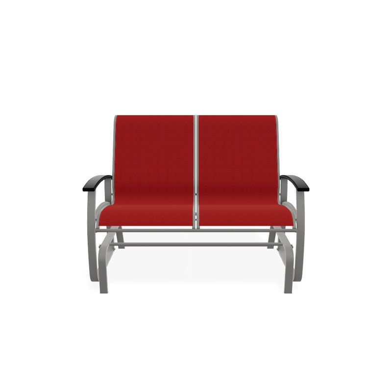 Belle Isle Outdoor Glider, Black P70, Textured Snow, Red 1D Sunbrella®