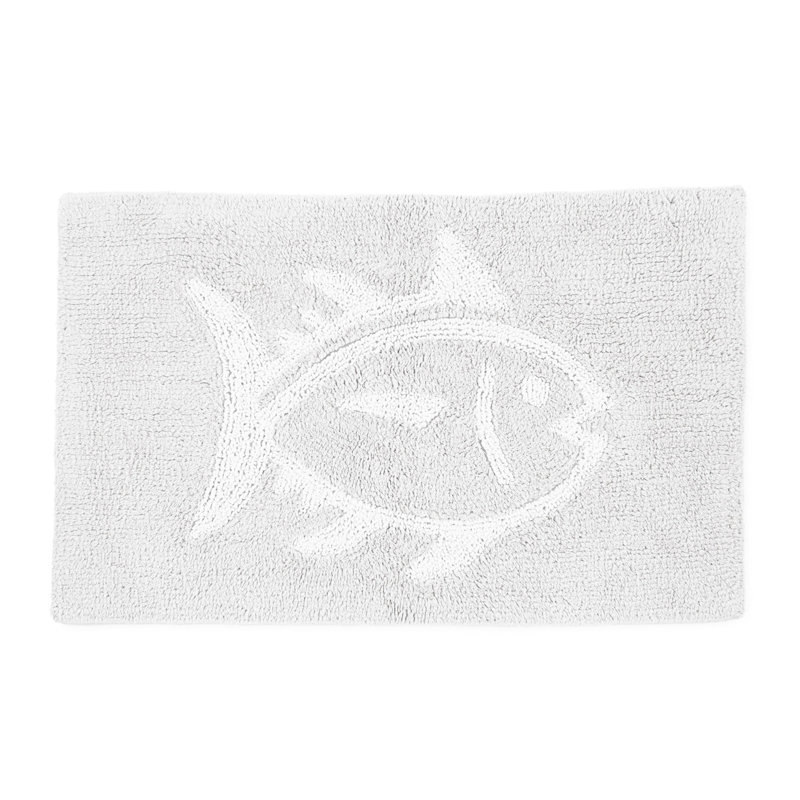 Skipjack Bath Rug, White Tonal, 20"W x 32"L