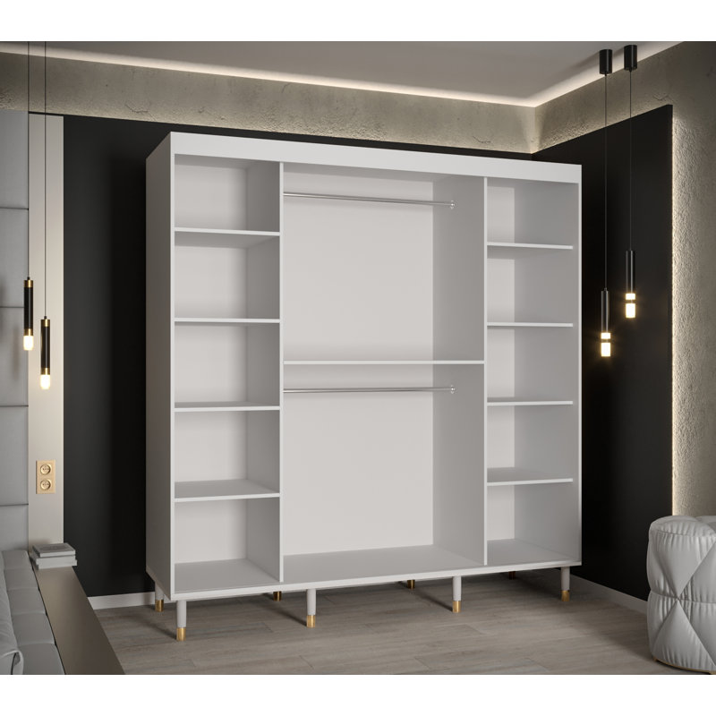 Altaf 2 Door Manufactured Wood Wardrobe, White Matt, 208cm H x 200cm W x 62cm D