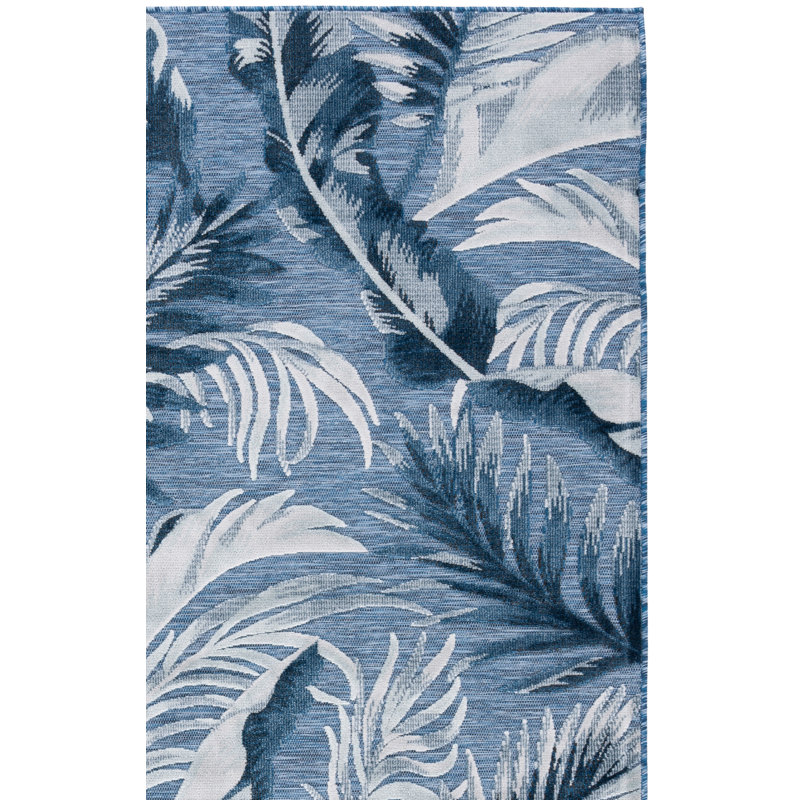 Tapis intérieur / extérieur bleu clair / bleu foncé Mazzola, Carré 6 pi 5 po