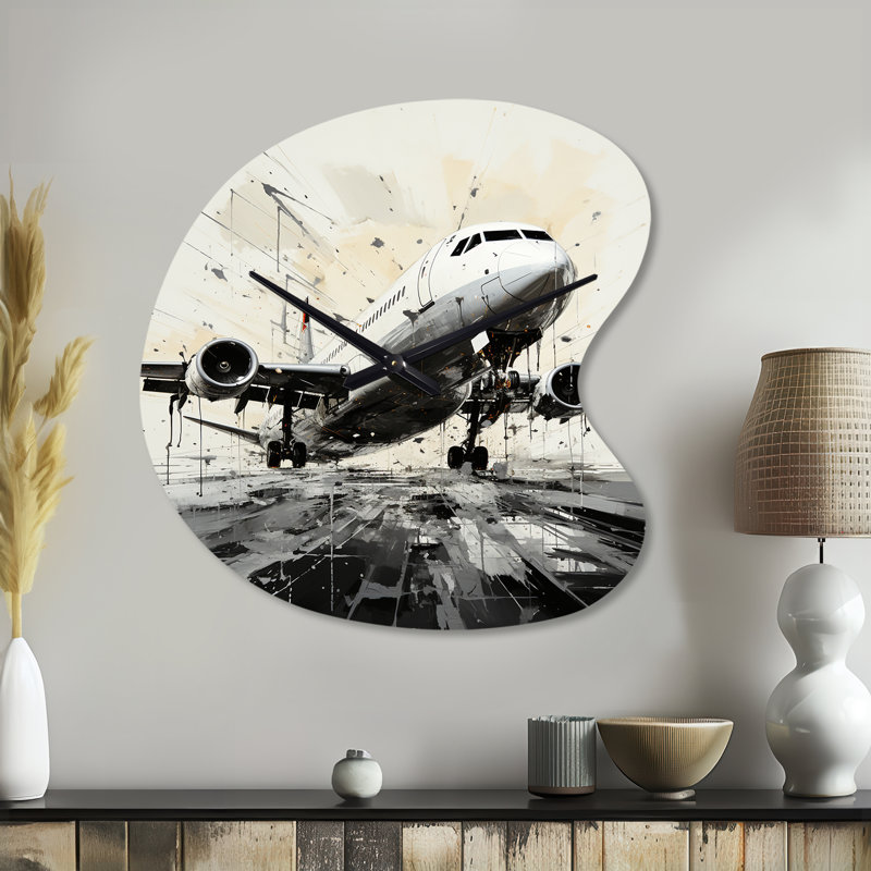 Abstracted Plane Flight Path - Drop Shape Gray Wall Clock Sculpture, Small