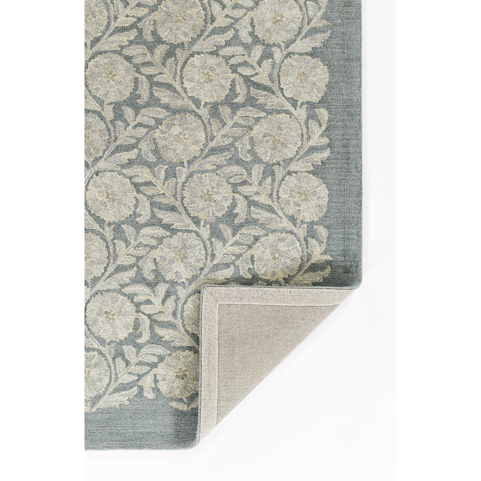 Florence Hand Tufted Wool Floral Blue Area Rug, 9' X 12'