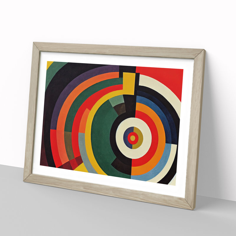 Beaming Modern Abstract Art - Framed Print, Oak, 46cm H x 64cm W x 2cm D
