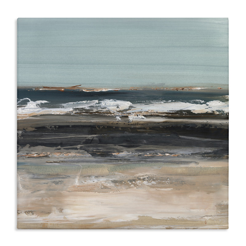 Art mural sur toile Moody Gray Beach Waves par Ethan Harper, H 24 po x l 24 po