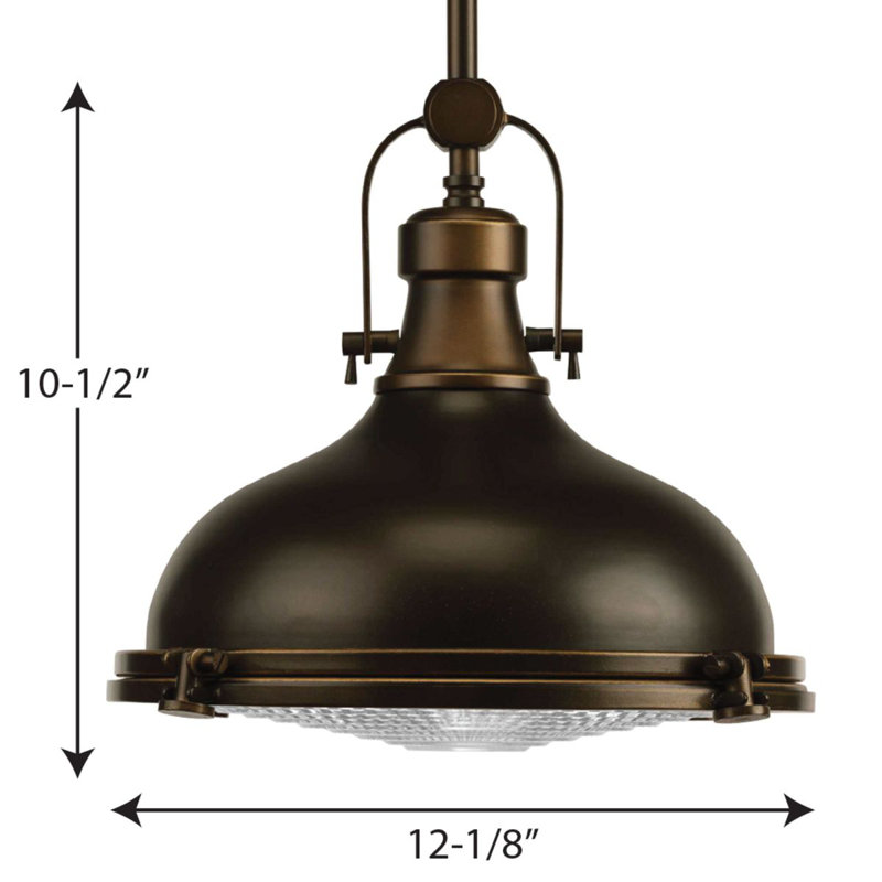 Luminaire suspendu en dome à 1 lumière, Bronze huilé