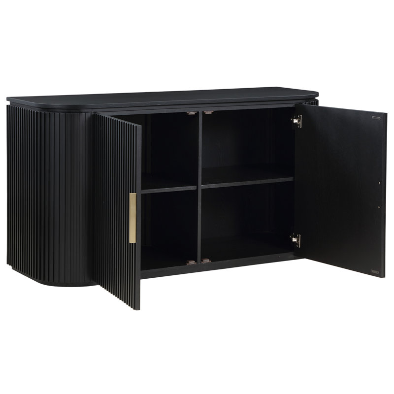 Fiammetta 60'' Wide Oak Wood Sideboard, Storage Server, Black