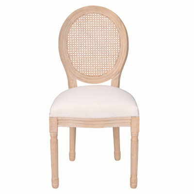 Ensemble de 2 chaises de salle à manger rembourrées French Country, dossier rond, beige