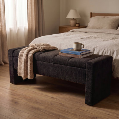 53.9"W Upholstered Flip Top Storage Bench