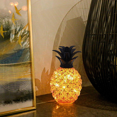 Mercury Glass Pineapple Lamp With Auto Timer, Battery Operated Night Light For Home Decor, Living Room, Bedroom, And Gift Ideas