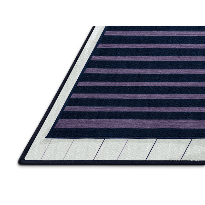 Tapis bleu à rayures horizontales lavable à la machine, Tapis de couloir 2 pi x 5 pi