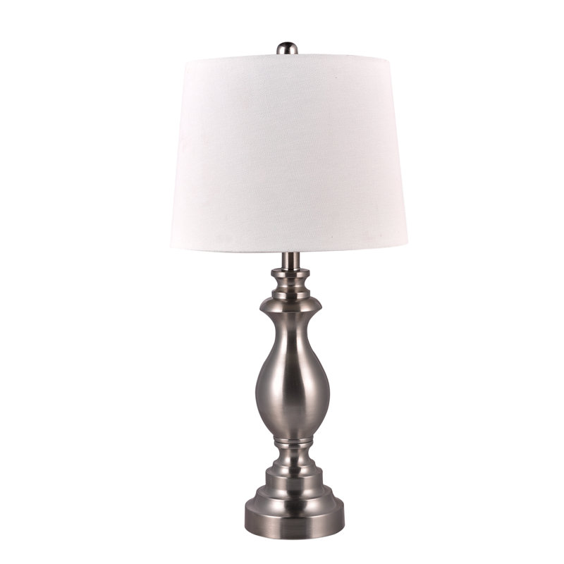 Sandhurst Metal USB Table Lamp, Brushed Steel, White