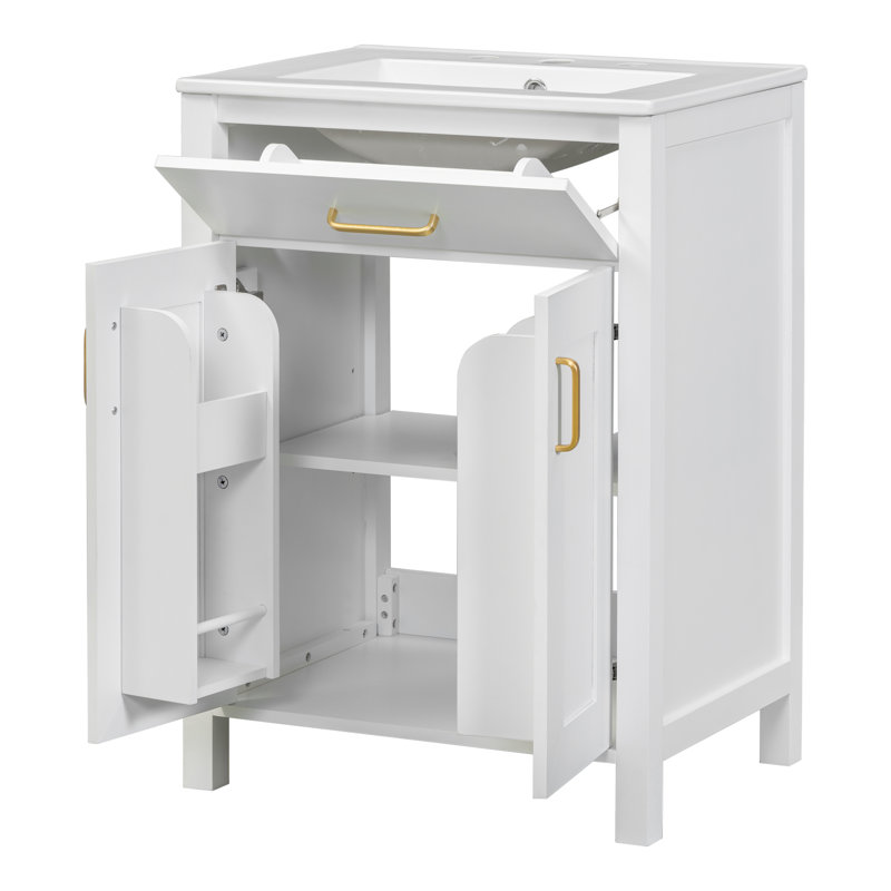 Meuble-lavabo simple 24,2 po avec plateau en céramique Hovanec