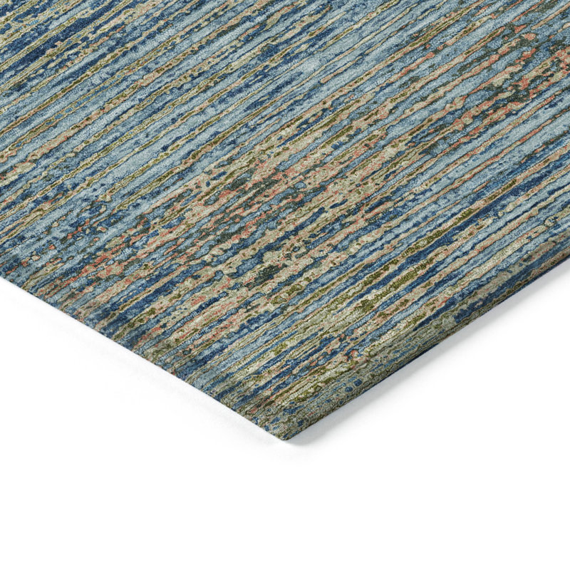 Red and Beige Synthetic Flat Woven Stripe Rug 20" x 30"