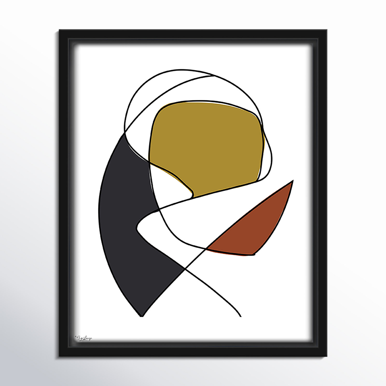 Paige "Abstract Tribeca 3" Print, Black, 11.5" H x 9.5" W x 2" D